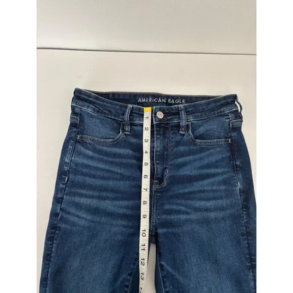 American Eagle Jean 8 High-Waisted Jegging Dark Wash Clean Girl Street Style - Picture 8 of 16